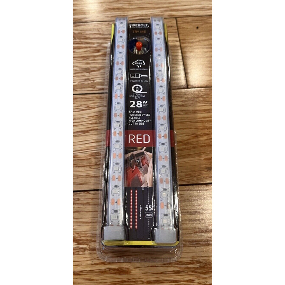 Acellories Firebolt LED Car Interior Lights Water Resistant 28" USB Red NIB